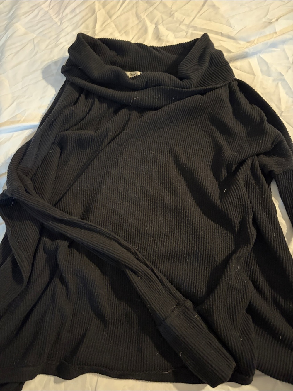 We The Free Black Ribbed Cowl Sweater